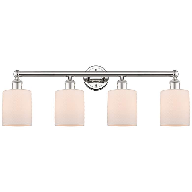 Image 1 Edison Cobbleskill 32"W 4 Light Polished Nickel Bath Light With White