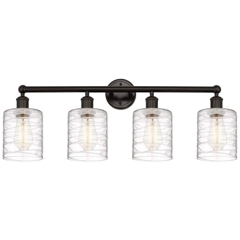 Image 1 Edison Cobbleskill 32"W Oil-Rubbed Bronze 4-Light Bath Light