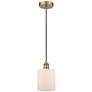 Edison Cobbleskill 5" Antique Brass Mini Pendant w/ Matte White Shade
