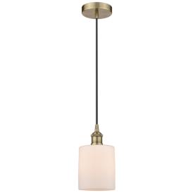Edison Cobbleskill 5" Antique Brass Mini Pendant w/ Matte White Shade Edison Cobbleskill 5" Antique Brass Mini Pendant w/ Matte White Shade