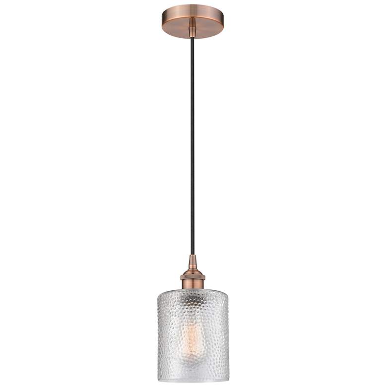 Image 1 Edison Cobbleskill 5" Antique Copper Mini Pendant w/ Clear Shade