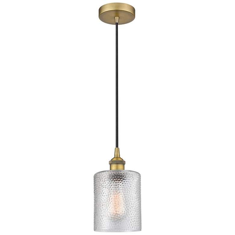 Image 1 Edison Cobbleskill 5" Brushed Brass Mini Pendant w/ Clear Shade