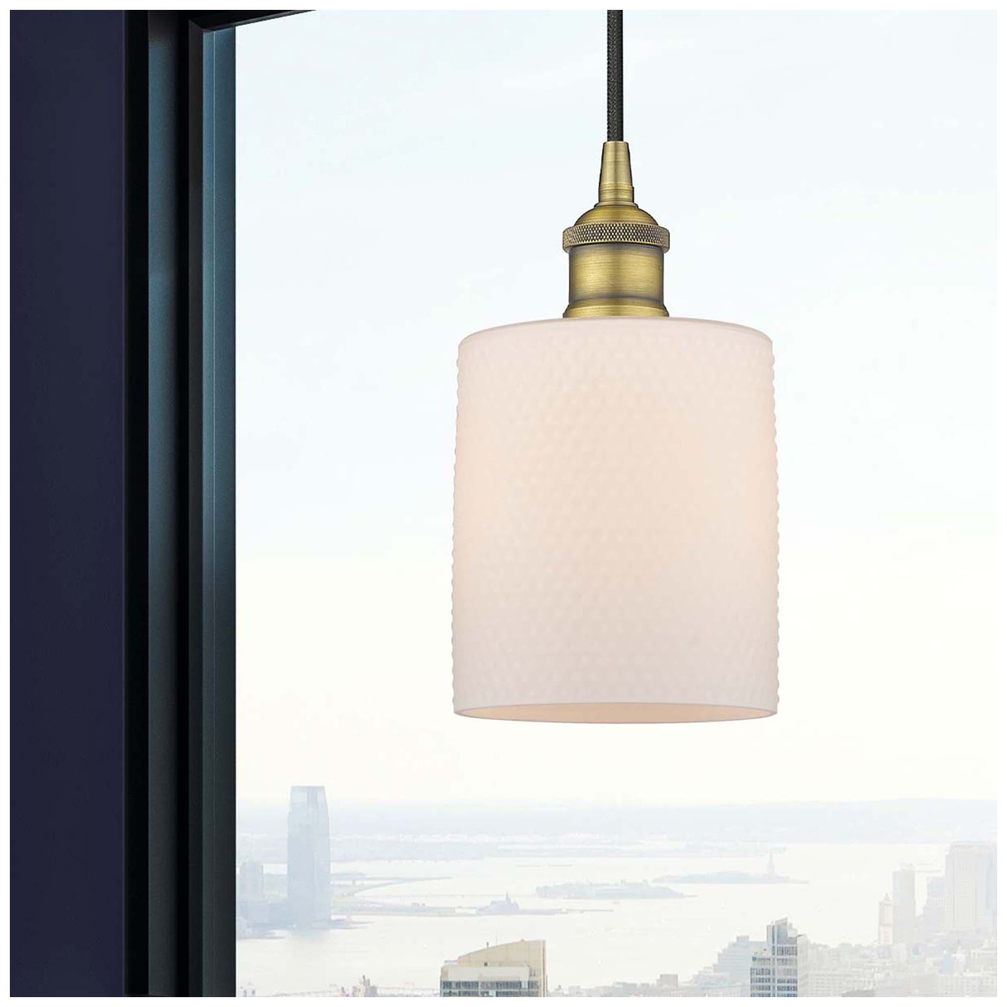 Edison Cobbleskill 5" Brushed Brass Mini Pendant w/ Matte White Shade