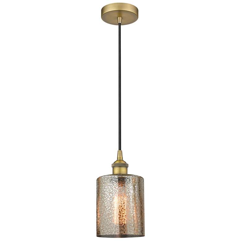 Image 1 Edison Cobbleskill 5" Brushed Brass Mini Pendant w/ Mercury Shade