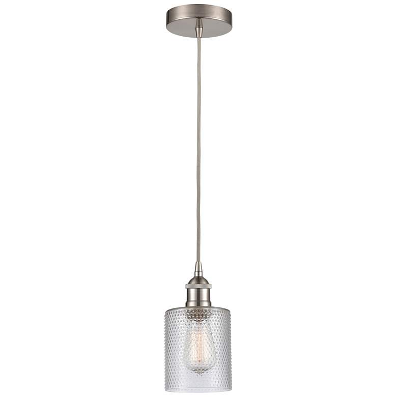 Image 1 Edison Cobbleskill 5" Brushed Satin Nickel Mini Pendant w/ Clear Shade