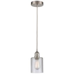 Edison Cobbleskill 5" Brushed Satin Nickel Mini Pendant w/ Clear Shade