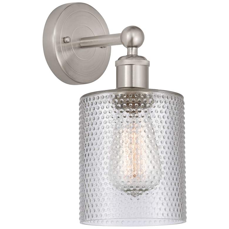 Image 1 Edison Cobbleskill 5" Brushed Satin Nickel Sconce w/ Clear Shade