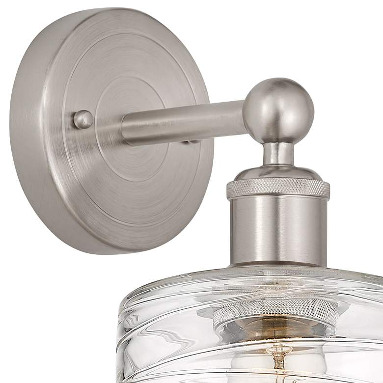 Image 2 Edison Cobbleskill 5" Brushed Satin Nickel Sconce w/ Deco Swirl Shade more views
