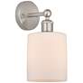 Edison Cobbleskill 5" Brushed Satin Nickel Sconce w/ Matte White Shade