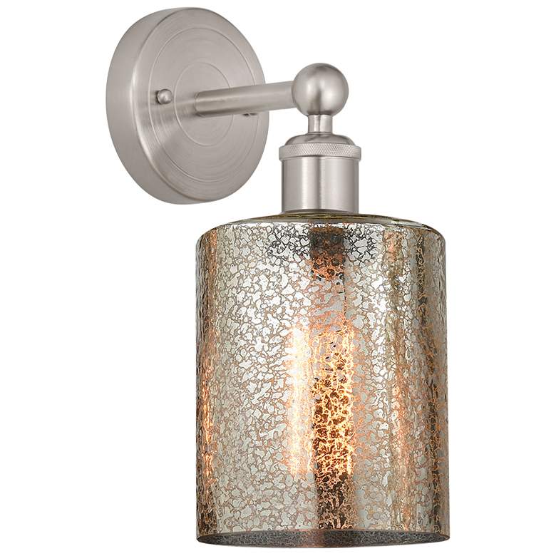 Image 1 Edison Cobbleskill 5" Brushed Satin Nickel Sconce w/ Mercury Shade