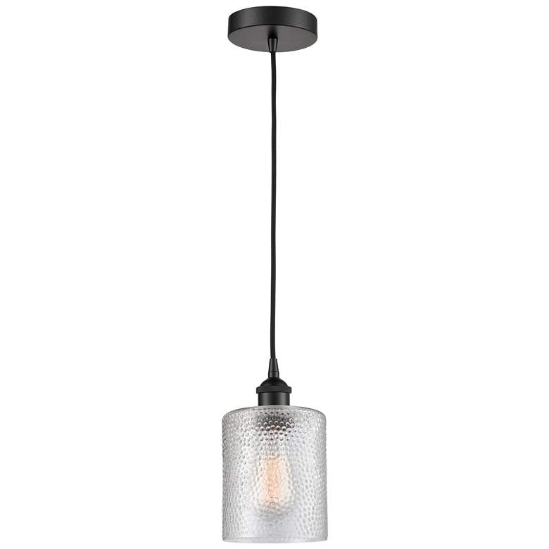 Image 1 Edison Cobbleskill 5" Matte Black Mini Pendant w/ Clear Shade