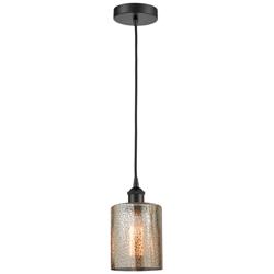 Edison Cobbleskill 5" Matte Black Mini Pendant w/ Mercury Shade