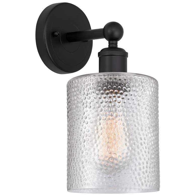 Image 1 Edison Cobbleskill 5" Matte Black Sconce w/ Clear Shade