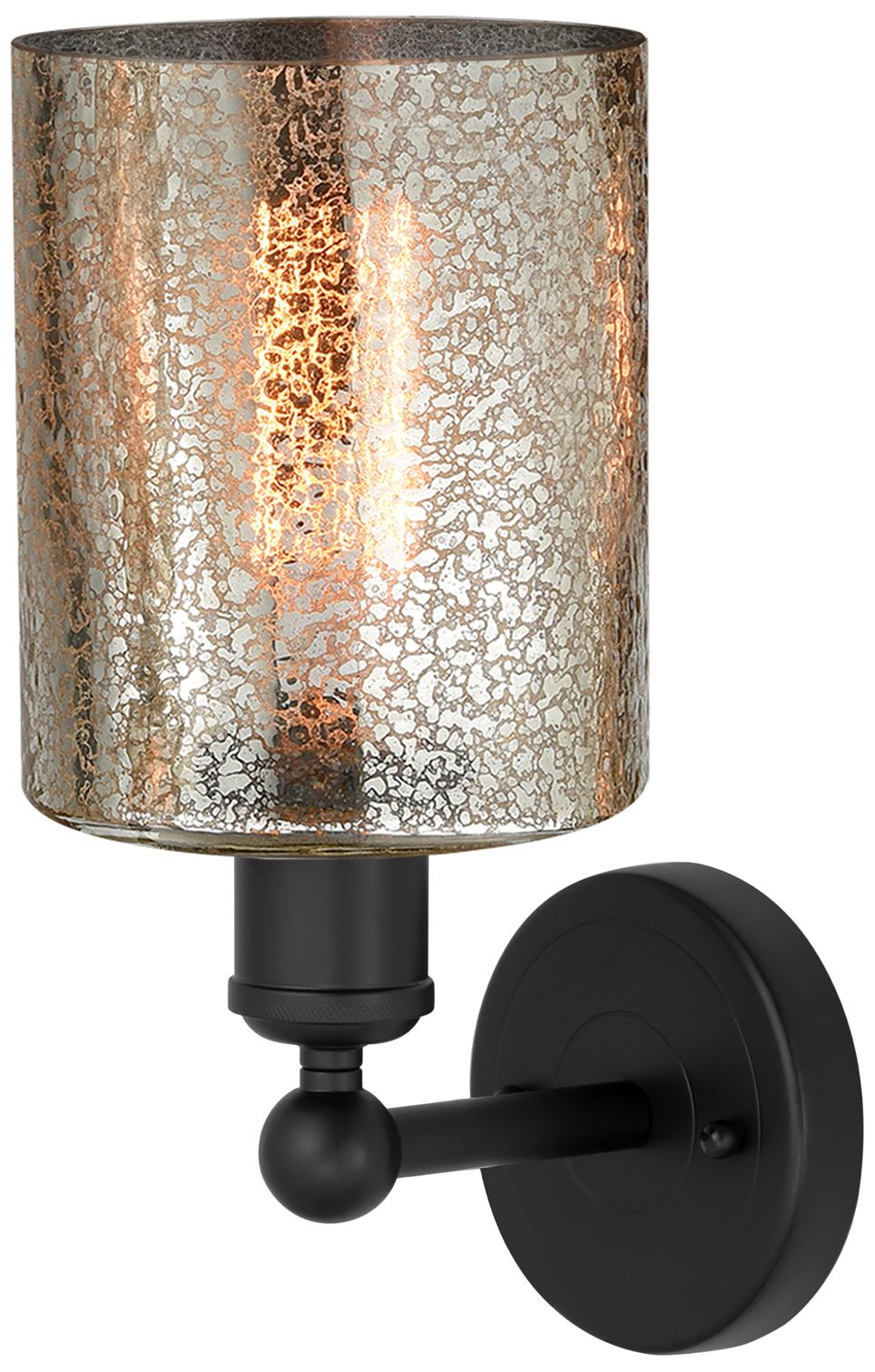 Image 3 Edison Cobbleskill 5" Matte Black Sconce w/ Mercury Shade more views