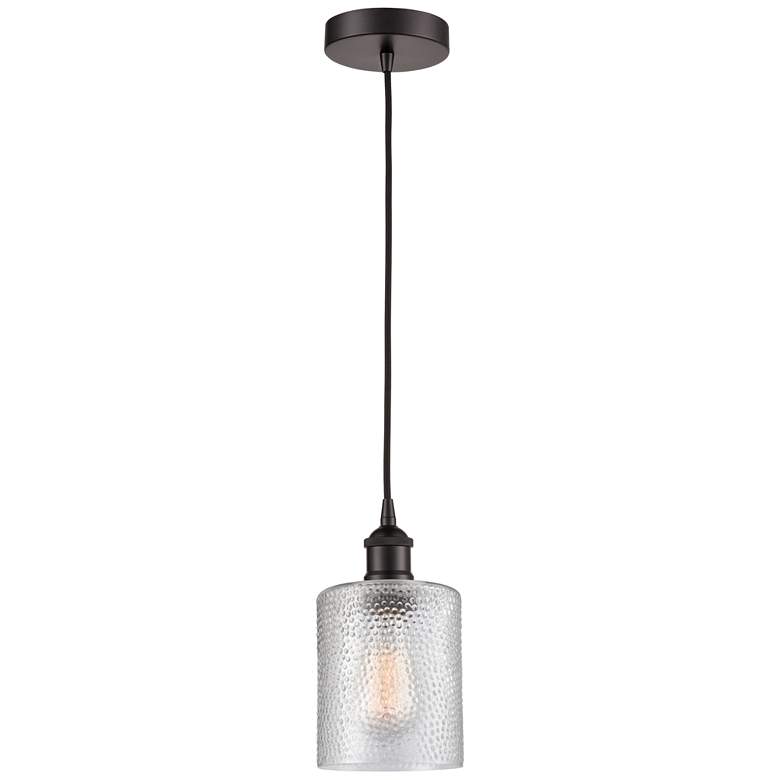 Image 1 Edison Cobbleskill 5" Oil Rubbed Bronze Mini Pendant w/ Clear Shade