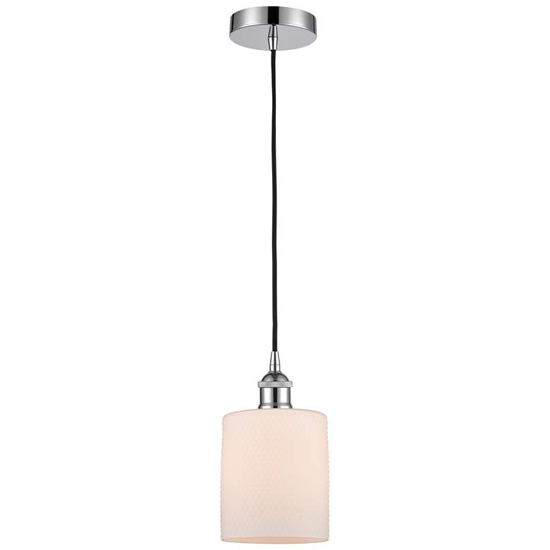 Image 1 Edison Cobbleskill 5" Polished Chrome Mini Pendant w/ Matte White Shad