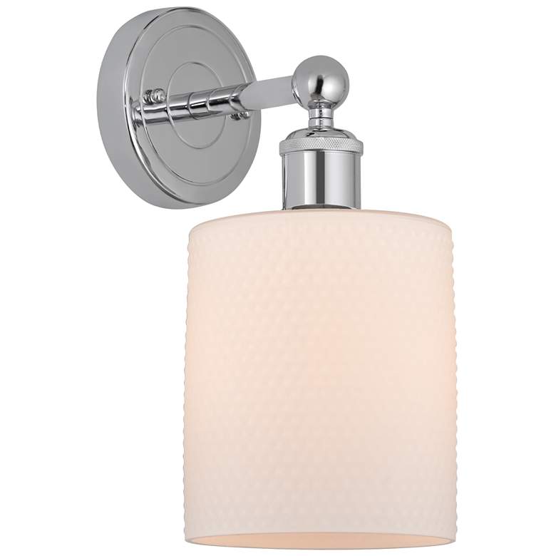 Image 1 Edison Cobbleskill 5" Polished Chrome Sconce w/ Matte White Shade