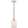Edison Cobbleskill 5" Polished Nickel Mini Pendant w/ Matte White Shad