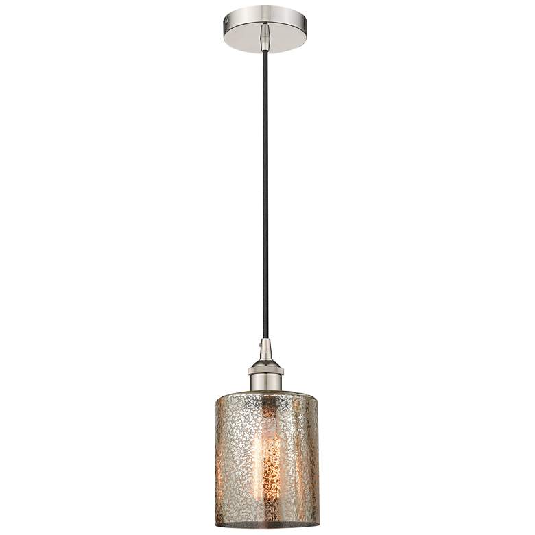 Image 1 Edison Cobbleskill 5" Polished Nickel Mini Pendant w/ Mercury Shade