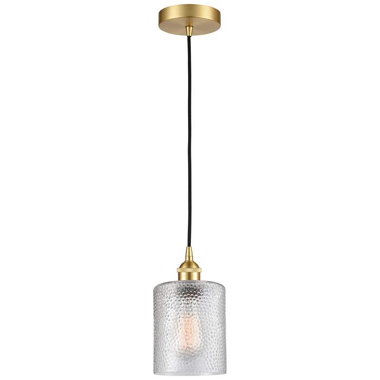 Image 1 Edison Cobbleskill 5" Satin Gold Mini Pendant w/ Clear Shade