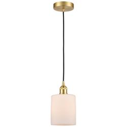 Edison Cobbleskill 5" Satin Gold Mini Pendant w/ Matte White Shade