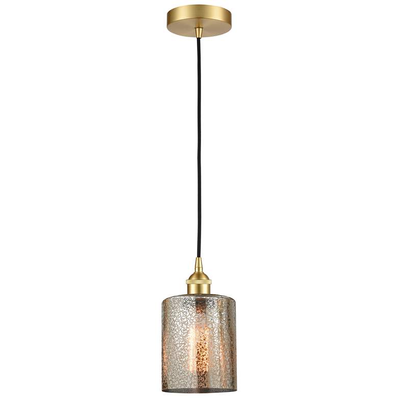Image 1 Edison Cobbleskill 5" Satin Gold Mini Pendant w/ Mercury Shade