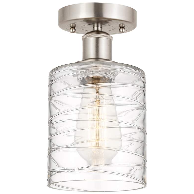 Image 1 Edison Cobbleskill 5" Semi-Flush Mount - Brushed Satin Nickel - Deco S