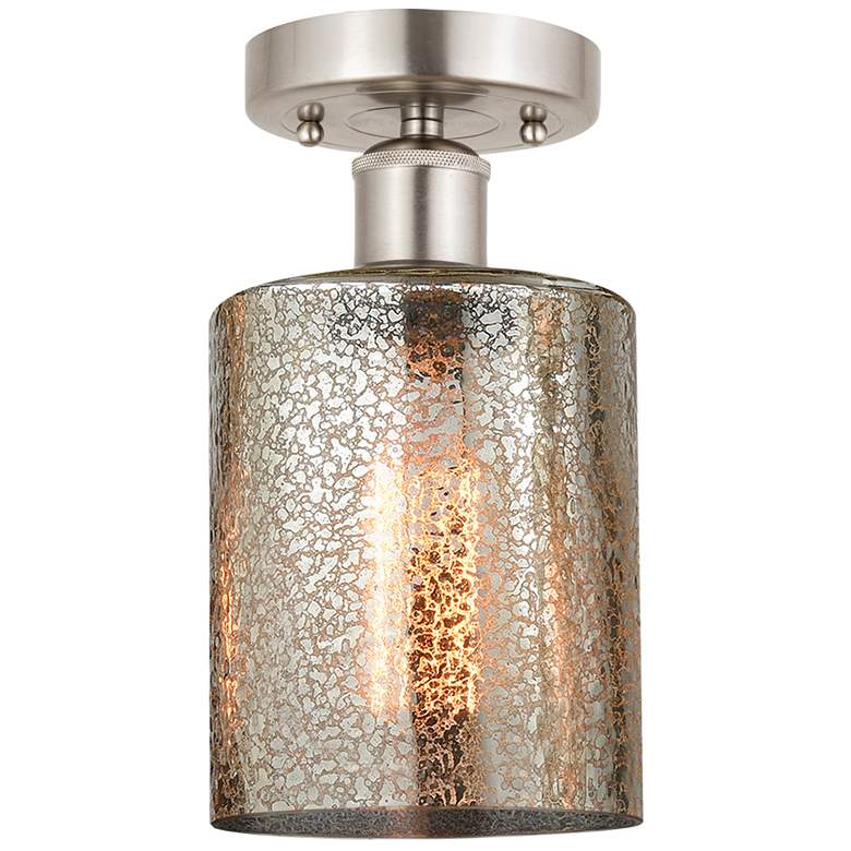 Image 1 Edison Cobbleskill 5" Semi-Flush Mount - Brushed Satin Nickel - Mercur