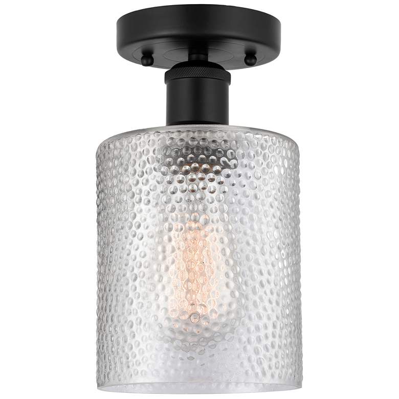 Image 1 Edison Cobbleskill 5" Semi-Flush Mount - Matte Black - Clear Shade