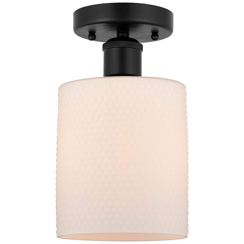 Image 1 Edison Cobbleskill 5" Semi-Flush Mount - Matte Black - Matte White Sha