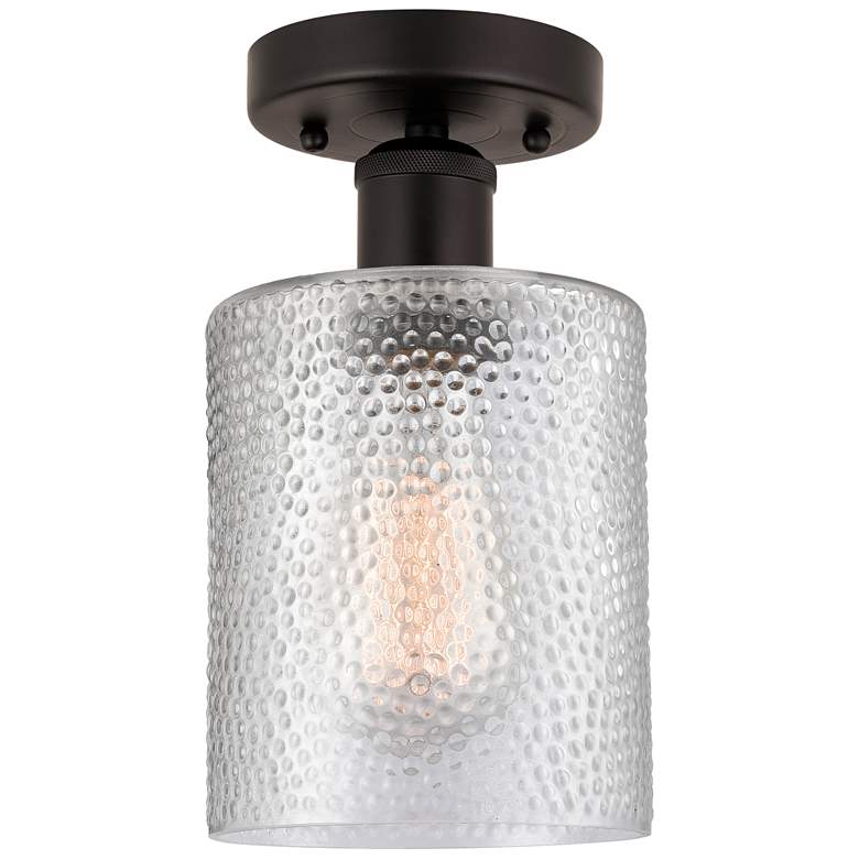 Image 1 Edison Cobbleskill 5" Semi-Flush Mount - Oil Rubbed Bronze - Clear Sha