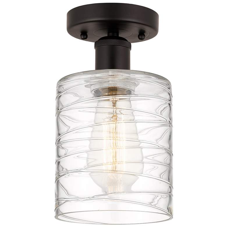 Image 1 Edison Cobbleskill 5" Semi-Flush Mount - Oil Rubbed Bronze - Deco Swir