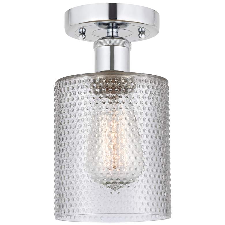 Image 1 Edison Cobbleskill 5" Semi-Flush Mount - Polished Chrome - Clear Shade
