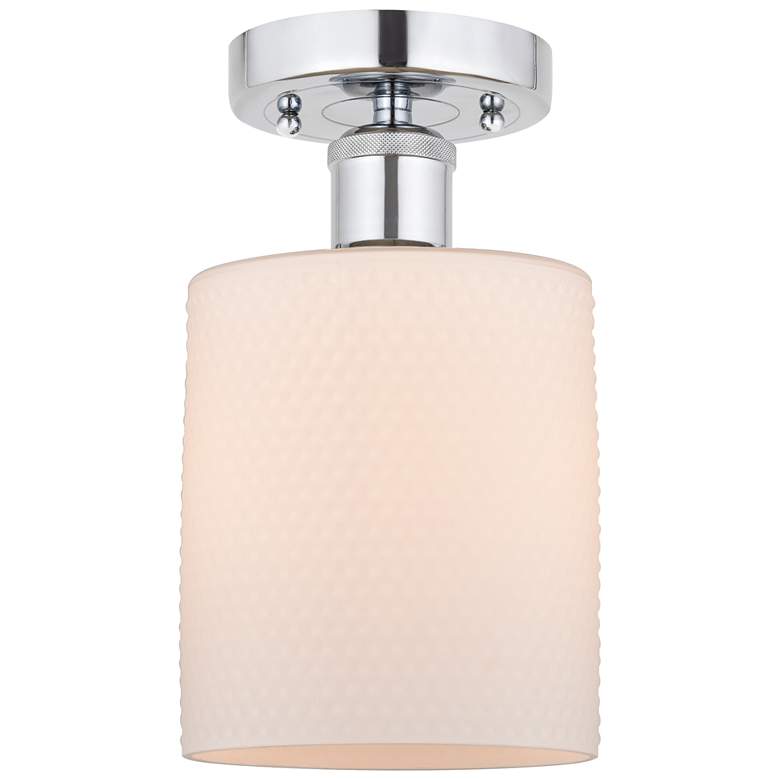 Image 1 Edison Cobbleskill 5" Semi-Flush Mount - Polished Chrome - Matte White
