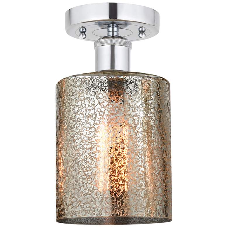 Image 1 Edison Cobbleskill 5" Semi-Flush Mount - Polished Chrome - Mercury Sha