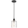 Edison Cobbleskill 5" Mini Pendant - Matte Black - Deco Swirl Shade