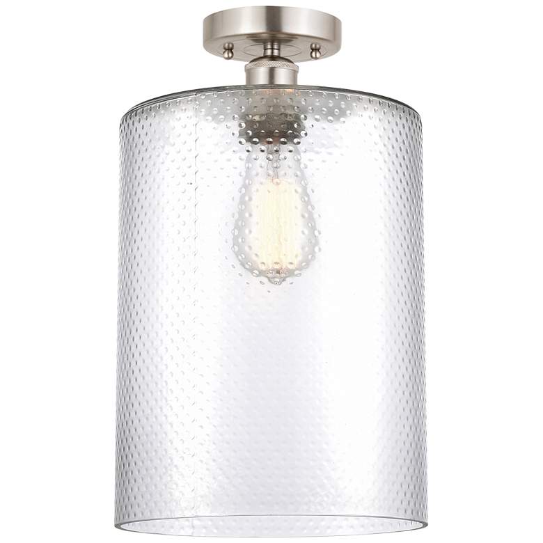 Image 1 Edison Cobbleskill 9" Semi-Flush Mount - Brushed Satin Nickel - Clear