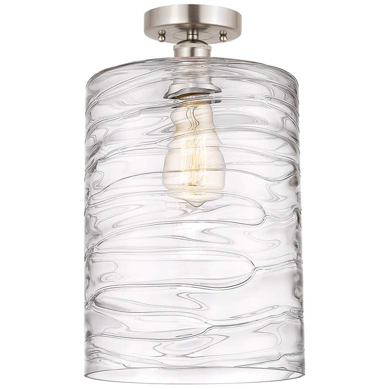 Image 1 Edison Cobbleskill 9" Semi-Flush Mount - Brushed Satin Nickel - Deco