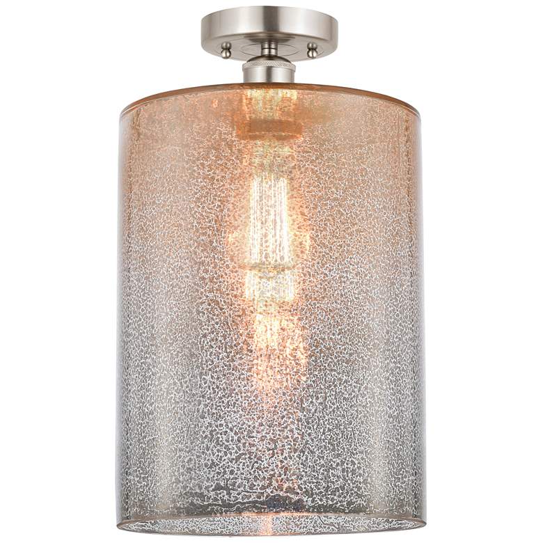 Image 1 Edison Cobbleskill 9" Semi-Flush Mount - Brushed Satin Nickel - Mercu