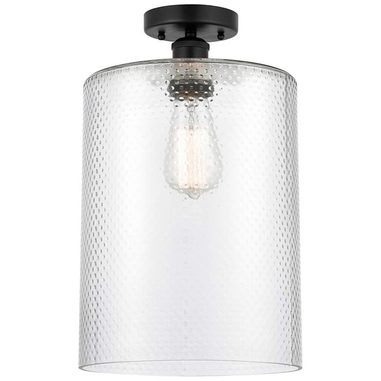 Image 1 Edison Cobbleskill 9" Semi-Flush Mount - Matte Black - Clear Shade