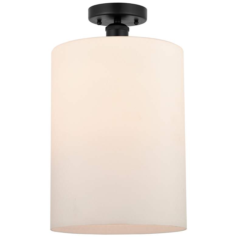 Image 1 Edison Cobbleskill 9" Semi-Flush Mount - Matte Black - Matte White Sh