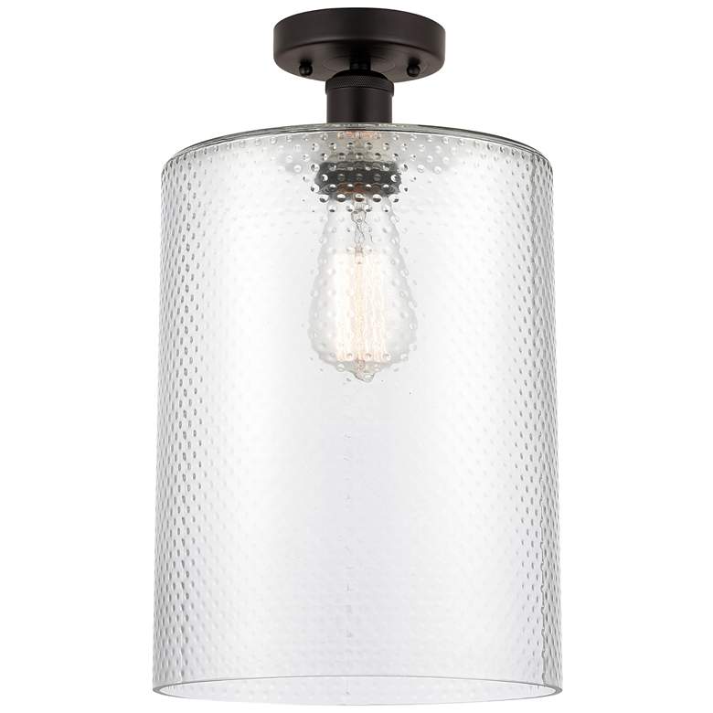 Image 1 Edison Cobbleskill 9" Semi-Flush Mount - Oil Rubbed Bronze - Clear Sh