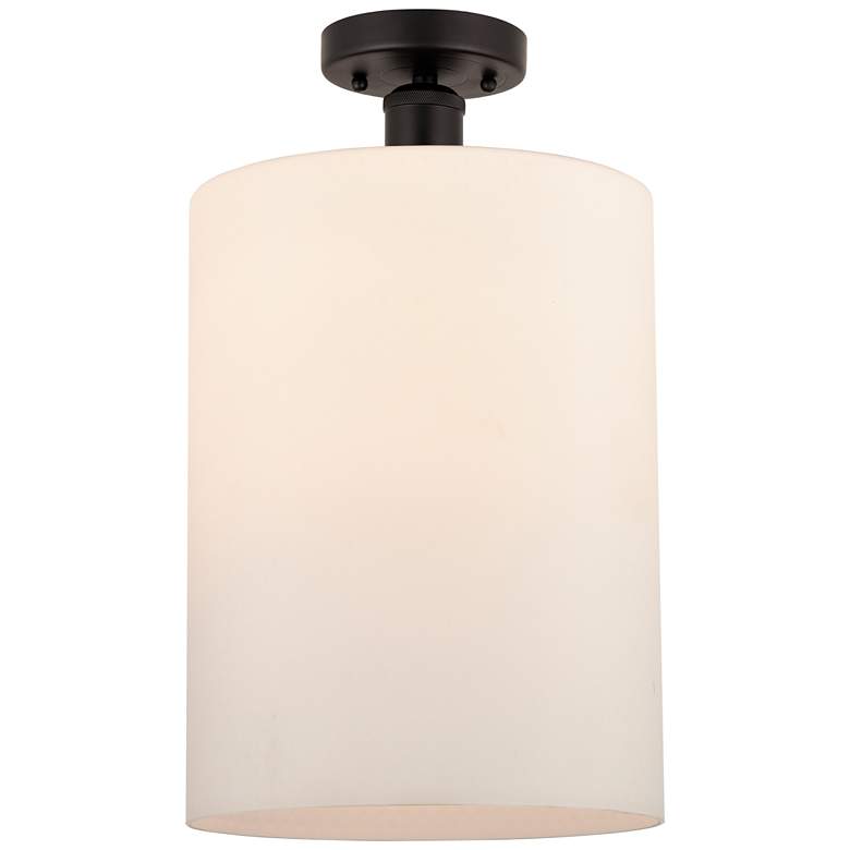 Image 1 Edison Cobbleskill 9" Semi-Flush Mount - Oil Rubbed Bronze - Matte Wh