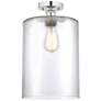 Edison Cobbleskill  9" Semi-Flush Mount - Polished Chrome - Clear Shad