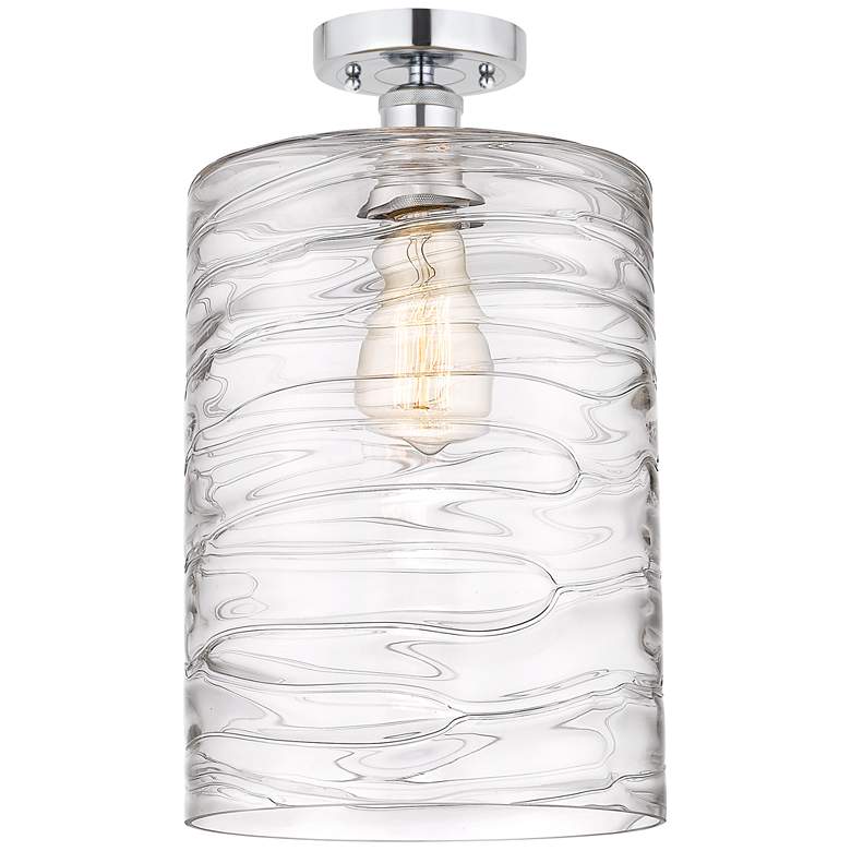 Image 1 Edison Cobbleskill  9" Semi-Flush Mount - Polished Chrome - Deco Swirl
