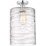 Edison Cobbleskill  9" Semi-Flush Mount - Polished Chrome - Deco Swirl