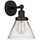 Edison Cone 11 1/2" High Matte Black Sconce with Clear Glass