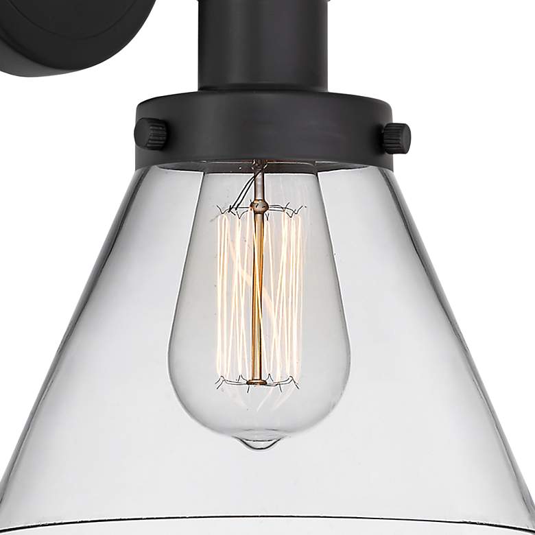 Image 2 Edison Cone 11 1/2" High Matte Black Sconce with Clear Glass more views