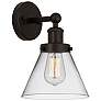 3_Edison Cone 11 1/2"H Oil-Rubbed Bronze Sconce w/ Clear Glass more views