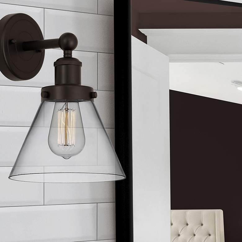 Image 5 Edison Cone 11 1/2"H Oil-Rubbed Bronze Sconce w/ Clear Glass more views